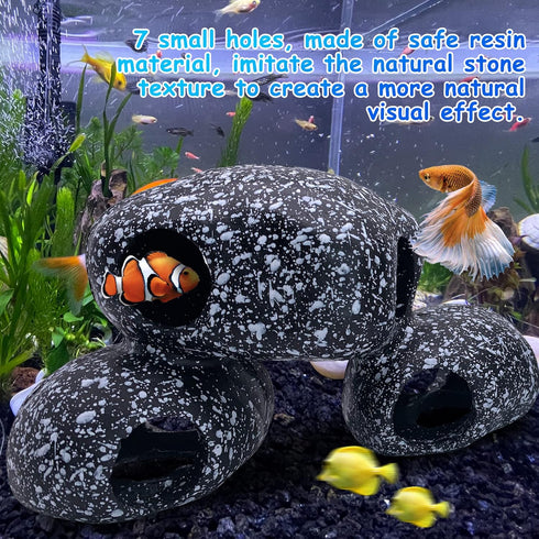 Hamiledyi Cichlid Rock Cave Betta Hideout Resin Aquarium Decoration Caves Small Fish Shelter Stone Hideaway Resin Fish Tank Accessories Ornaments ...