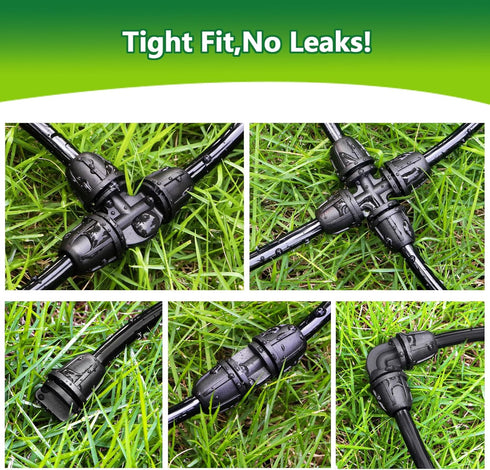 1/4" Drip Irrigation Fittings Kit, 50 Pcs Lock Barbed Connectors for 1/4 Inch Drip Irrigation Tubing - 15 Couplings, 10 Tees, 10 Elbows, 10 End Pl...
