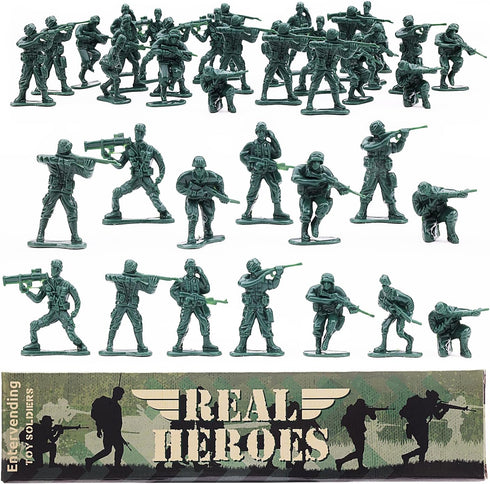 Entervending Army Men Action Figures - 2” Small Soldiers for Boys - 18 Pcs Green Army Soldier Toy Playset -Gift Ready Military Toys - Army Party F...