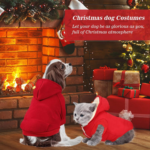 3 Pcs Pet Dog Sweater Jacket Knitwear Hoodie Clothes Pocket Puppy Coat Clothing Pup Christmas Shirt Costume Sweatshirt Fleece Lining Warm Winter S...