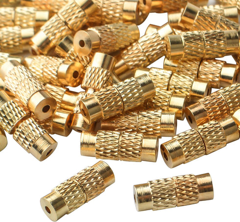 50pcs Gold Screw Twist Clasps Brass Barrel Tube Fastener Cord End Caps 11x4mm Jewelry Screw Clasps for DIY Necklace Bracelets Jewelry Making...