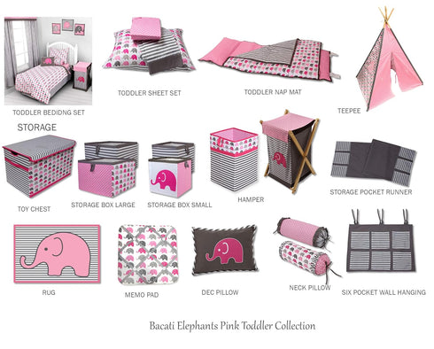 Bacati - Elephants Pink/grey Elephants Mini Changing Pad Cover...