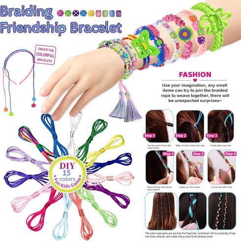 Friendship Bracelet Making Kit Toys for Girls, Ages 7-12 Girls Gifts Ideas, Arts and Crafts String Maker, Bracelet DIY, Kids Jewelry Kit, Best Gif...