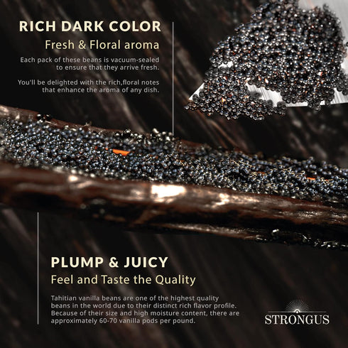Strongus Madagascar Vanilla Beans - Vacuum Sealed Grade A Vanilla Pods - Rich, Creamy Flavor & Aroma -Great for for Baking, Homemade Extract, Past...