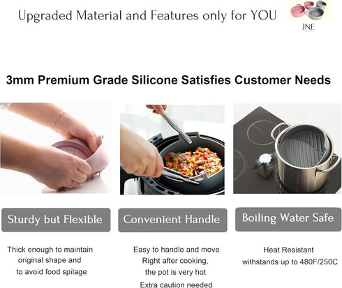 jNE Premium Air Fryer Silicone Pot, Bowl, Basket | Food Safe Air Fryers Oven Accessories | Easy to Clean | Replacement of Parchment Liners | 6.3 i...