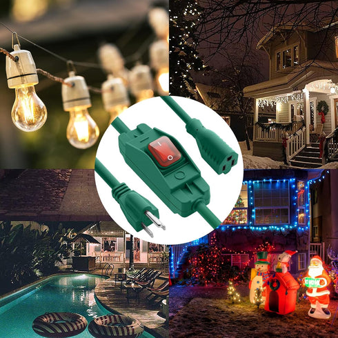 Outdoor Extension Cord with Switch On/Off Waterproof Switch 3 Prong Extension Cord with Inline Cord Switch, Heavy Duty Extension Cord 125v/250v Bl...