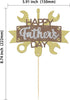 Gyufise 1Pcs Gold Glitter Tool Construction Theme Happy Father's Day Cake Topper Happy Birthday Dad Cake Decorations Best Dad Ever Decor Topper fo...