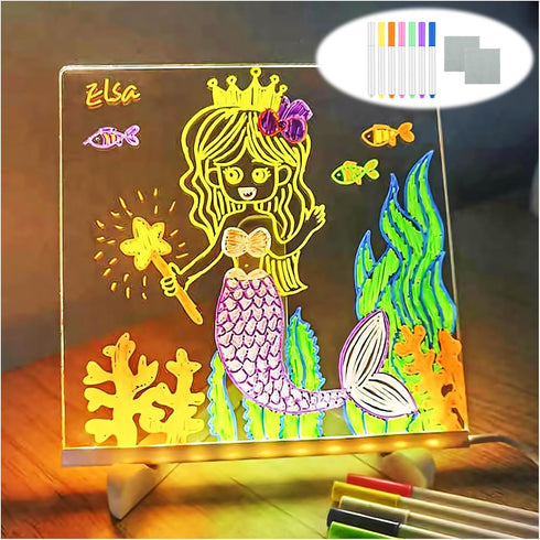 LED Note Board with Colors, 2024 New Glowing Acrylic Message Marker Board, Light up Dry Erase Board with Stand as a Glow Memo Letter Board Note Gl...
