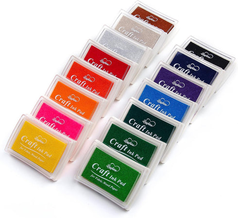 Craft Ink Pad Stamps Partner DIY Color,15 Color Craft Ink Pad for Stamps, Paper, Wood Fabric (Pack of 15)...