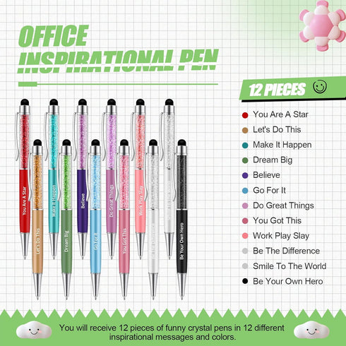 BBTO 12 Pieces Christian Ballpoint Pens with Funny Snarky Quotes, Black Ink, 14.5cm...