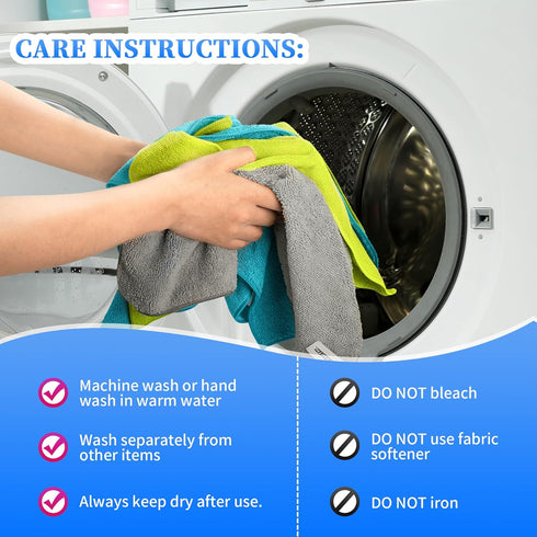 FIXSMITH Microfiber Cleaning Cloth - Pack of 12, Multi-Functional Cleaning Towels, Size: 12 x 16 in, Highly Absorbent Cleaning Rags, Lint-Free, St...
