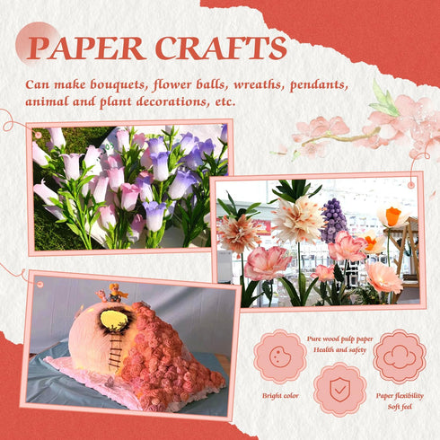 Mlurcu Crepe Paper 6 Rolls Red Crepe Paper 10 Inch Wide Crepe Paper Streamers Crepe Paper Flower Making Kits Green Floral Tape and Floral Stem Wir...