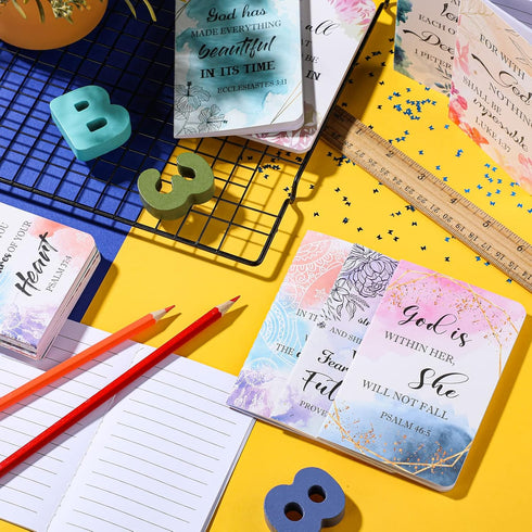 Flower Daily Prayer Faith Journals for Women, Rustic Floral Patterned Bible Verse Notebooks Inspirational Scripture Quotes Pocket Notepads, School...