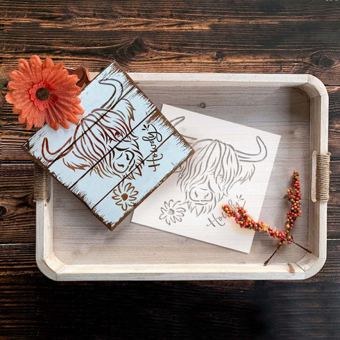GSS Designs Highland Cow Stencils 12x12Inch Heifer Stencils Farmhouse Craft Stencils Cow Stencils for Painting on Wood Wall Furniture Crafts...