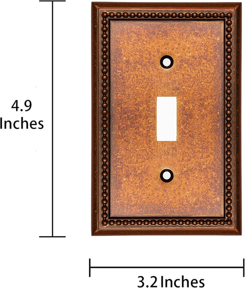 Raised Pearls Decorative Wall Plate Switch Plate Outlet Cover (Single Toggle, 3 Pack, Sponged Copper)...