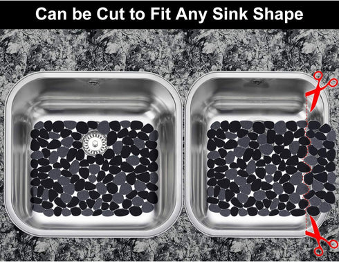 Yolife Pebble Sink Mats for Stainless Steel Sink, PVC Sink Saddle Protectors Kitchen Sink Mat for Porcelain Sink, Dishes and Glassware (Black,2 Pa...