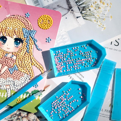 QYING 39PCS Blue 5D Diamond Art Painting Tools and Accessories Kits,with 12 Plastic Diamond Art Painting Trays,22pcs Glue Clay,5 Diamond Art Paint...