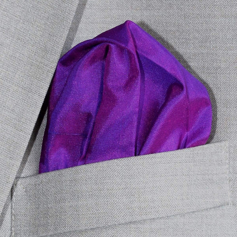 Fine Purple 100% Silk Pocket Square Full-Sized 16"x16"...