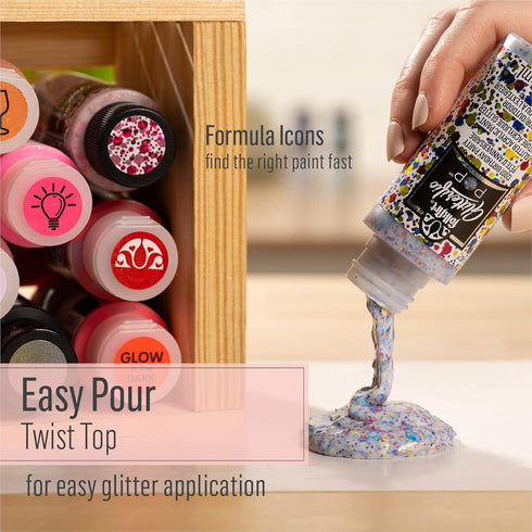 FolkArt Glitterific Pop Acrylic Craft Paint, Golden Treasure 2 fl oz Premium Glitter Finish Paint, Perfect For Easy To Apply DIY Arts And Crafts, ...