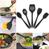 Homikit 5-Piece Kitchen Cooking Utensils Set, Black Silicone Slotted Turner Spatula Spoons for Nonstick Cookware, Dishwasher Safe Kitchen Tools fo...
