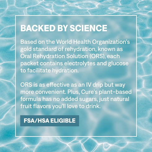 Cure Hydration | Plant-Based Electrolyte Drink Mix | No Added Sugar | Dehydration Relief Powder Made with Coconut Water | Non-GMO | Vegan | Pouch ...