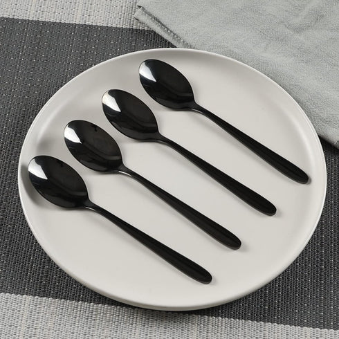16-Piece Black Stainless Steel Teaspoon, Small Tea Spoon...