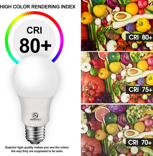 Energetic LED Light Bulbs 100 Watt Equivalent, Warm White 3000K, 1600lm 13.5W A19 Dimmable Light Bulb, CRI80+, 15000Hrs, 6-Pack, UL Listed...
