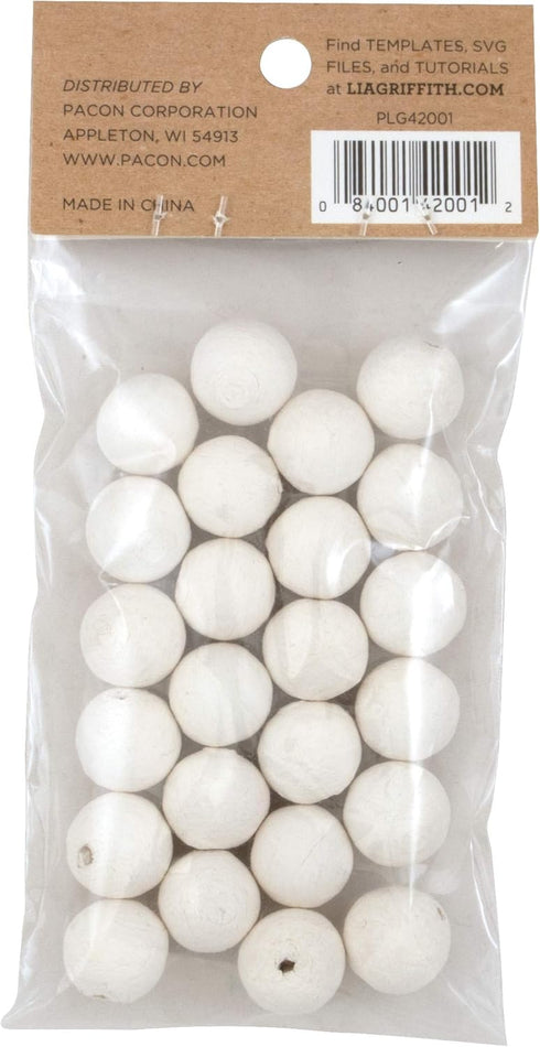 Lia Griffith PLG42001 Cotton Spun Paper Balls, 15 mm, White 24 Count...
