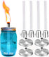 Mason Jar Tabletop Torch Kits,4 Pack Longlife Fiberglass Wicks,Stainless Steel Mason Jar Lids Caps Included,Outdoor Deck Oil Lamp Torch...