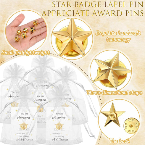 Nosiny Employee Appreciation Gifts Include Star Badge Lapel Pins Students Inspirational Greeting Cards and Organza Bags Thank You Gifts for Nurse ...