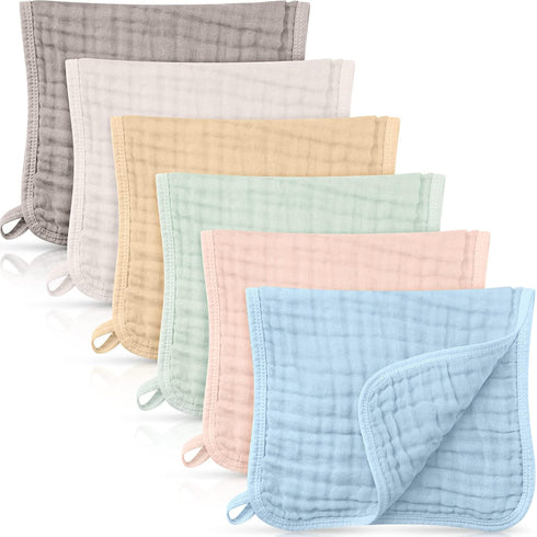 Irenare 6-Piece Large 20x10 Inch Muslin Burp Cloths - Multi-Color, Classic Pattern, Soft Cotton, Absorbent Layers, Baby Burping Cloths, Washcloths...