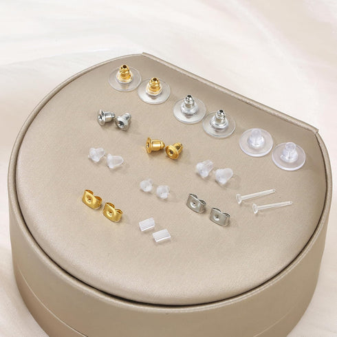 12 Styles 600 Pcs Earring Backs for Studs, Clear Plastic Earrings Hypoallergenic Metal Rubber Silicone Earring Backs Bullet Clutch Stoppers Replac...