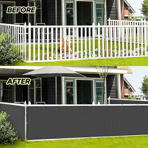 LOVE STORY 3'x10' Charcoal Balcony Screen Privacy Fence Cover (HDPE) UV Protection Weather-Resistant 3 FT Height Shield for Deck, Patio, Backyard,...