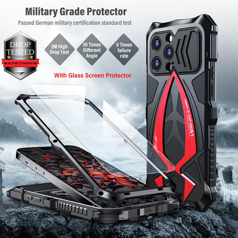 Armor Phone Case for iPhone 14 Military Grade Cover 360 Full Protection Heavy Duty Hybrid Metal Bumper Built-in Silicone Shockproof Dustproof with...