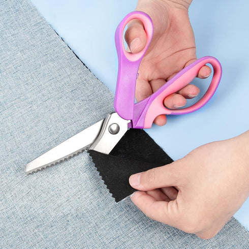 Pinking Shears for Fabric Cutting, Zig Zag Scissors, Scrapbook Scissors Decorative Edge for Adults, Great for Many Kinds of Sewing Fabrics Leather...