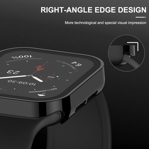Adepoy 2 Pack Hard Case Compatible with Apple Watch 41mm Series 9 Series 8 Series 7 with Tempered Glass Screen Protector, Black Ultra-Thin Durable...