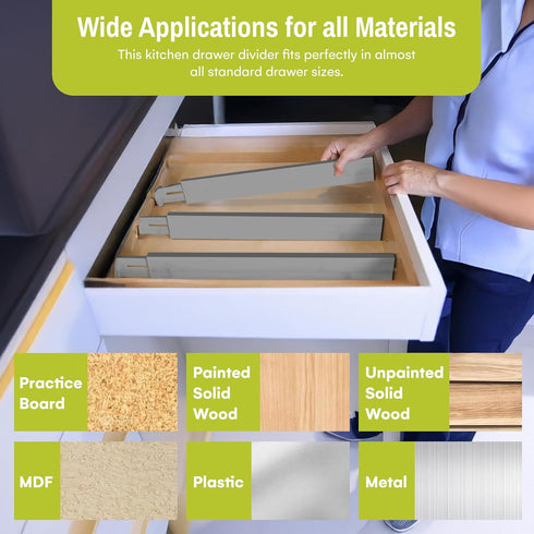 Homemaid Living Bamboo Drawer Dividers Adjustable and Expandable, Kitchen Drawer Organizer, Ideal for Silverware, Dresser Drawer Organizer or Bedr...