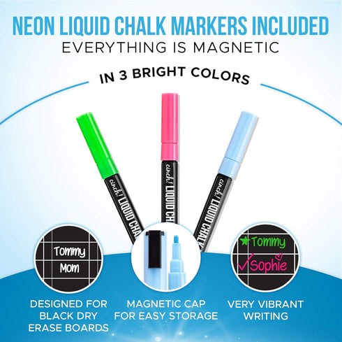 Cinch Magnetic Dry Erase Chores Chart for Kids (17x20 inches, Black) - 6 Whiteboard Markers with Magnets...