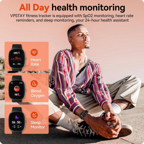 Fitness Tracker Watch with 24/7 Heart Rate Blood Oxygen Sleep Monitor, 1.69" HD 10 Day Battery Life Smart Watch, Step Calorie Counter Pedometer Ac...