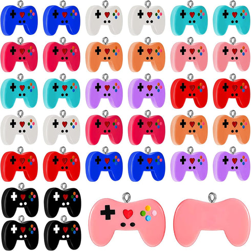 Hicarer 36 Pieces Colorful Game Controller Key Ring Pendant Charms Video Game Resin Charm for DIY Jewelry Making Necklace Bracelet, 9 Colors...