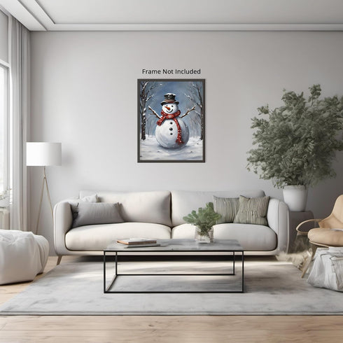 Posterizer 1 pcs-cute snowman in snowy wintery nature 9-Holiday Poster Collection-Landscape & Nature Art-Living Room Bedroom Decor- unframed wall ...