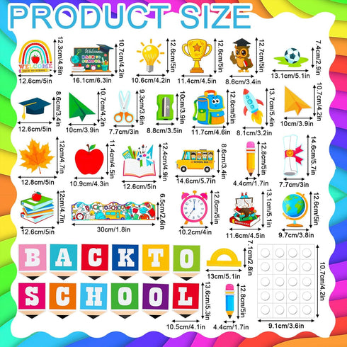 JUNEBRUSHS 56Pcs Classroom Bulletin Board Decorations Set, BACK to SCHOOL Cutouts with Border Trims for School Classroom Door Home Wall Decoration...