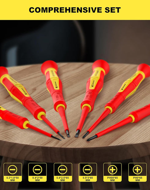 EZARC 1000V Insulated Electrician Screwdriver Set, Magnetic Tip Mini Electrician Screwdriver Set Slotted and Phillips with Case VDE & GS Certified...