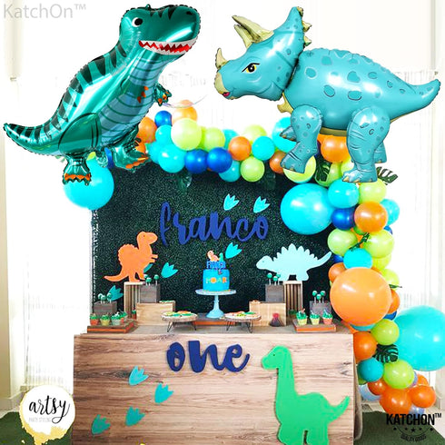 KatchOn Giant Blue Dinosaur Balloons - 38 Inch, Pack of 2 | Dino Mylar Balloons for Birthday Party Decor...