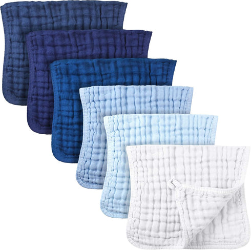 Irenare 6 Pack Muslin Burp Cloths Cotton Baby Burping Rags Large 20 x 10 Inch 6 Layers Spit up Rags Soft Absorbent Multicolor Wash Cloths Diapers ...