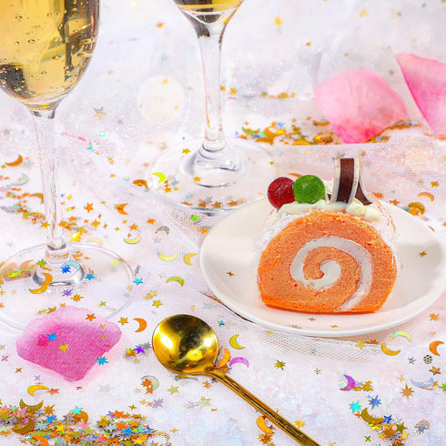 60 G/ 2.1 oz Holographic Star and Moon Glitter Confetti Sequin Galaxy Iridescent Table Metallic Glitter Foil Confetti Sequin Star Moon Scatter for...