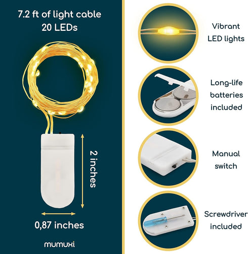 MUMUXI 12 Pack 7.2ft Fairy Lights Battery Operated String Lights, 20 Mini LEDs for Centerpiece Table Decorations, Wedding Party Bedroom Mason Jar ...