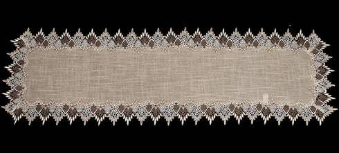 Neutral Earth Tones Lace Long Table Runner, Dresser Scarf, Rustic Bohemian Décor (16Wx72L)...