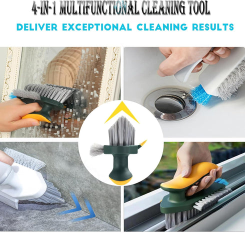 4-in-1 Grout Brush with Squeegee,Durable Bristles,Heavy-Duty Scrub Brushes for Cleaning with Stiff Bristles Cleaning Brush for Bathroom & Kitchen,...