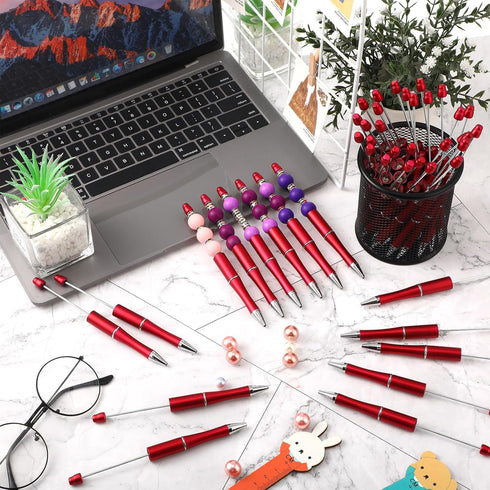 Qilery 60 Pcs Beadable Pens Bulk Bead Pen Cute Cool DIY Pens Black Ink Ballpoint Pens for Valentine's Day Gifts Kids Girls Graduation Gift Office ...